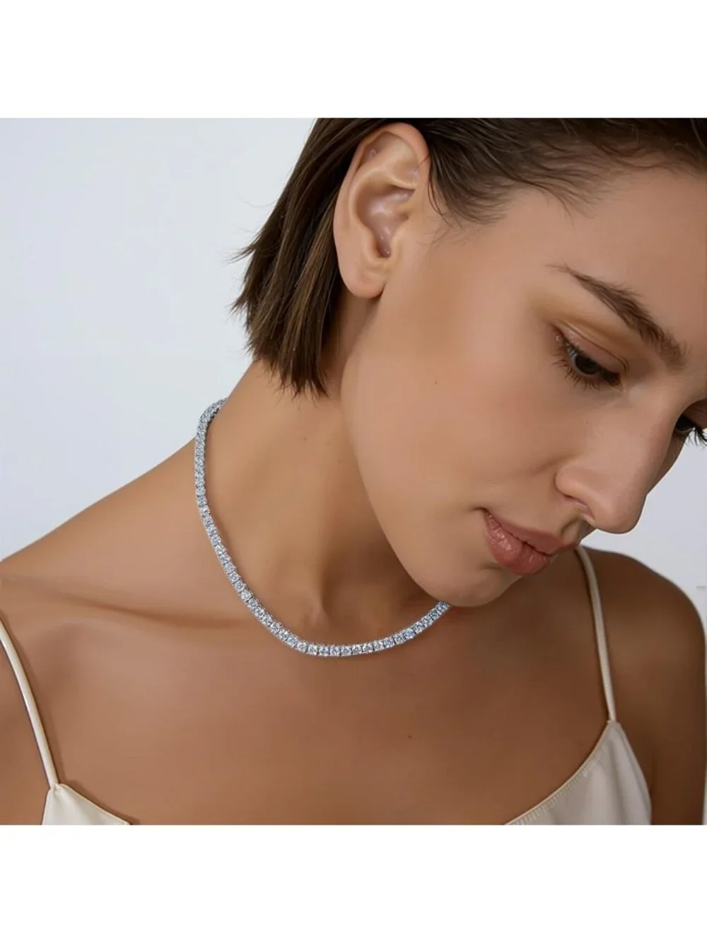 Elegant 4mm CZ Tennis Necklace, 18K Gold Plated, Adjustable 16-24 Inches
